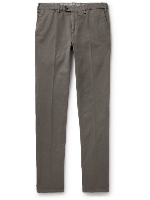 Photo: CANALI - Slim-Fit Tapered Stretch Cotton-Twill Chinos - Brown
