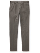 CANALI - Slim-Fit Tapered Stretch Cotton-Twill Chinos - Brown