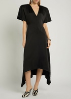 Stella Mccartney Asymmetric Satin Midi Dress Black