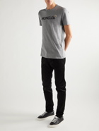 Moncler - Logo-Flocked Cotton-Jersey T-Shirt - Gray