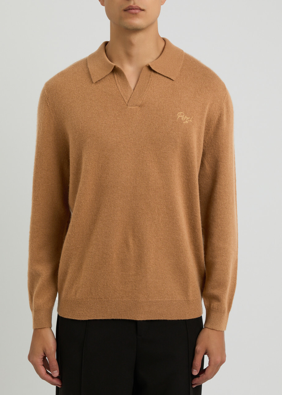 Percival Network Wool-blend Polo Jumper Orange