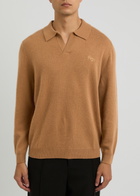Percival Network Wool-blend Polo Jumper Orange