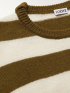 LOEWE - Logo-Embroidered Striped Knitted Sweater - Neutrals