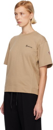 Moncler Grenoble Beige Embossed Logo Cotton T-shirt