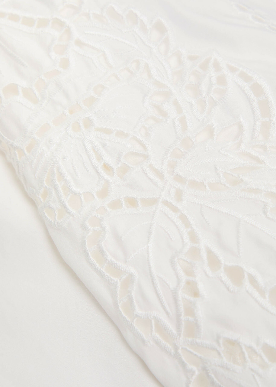 Weekend Max Mara Elmi Floral-embroidered Cotton-poplin Shirt White