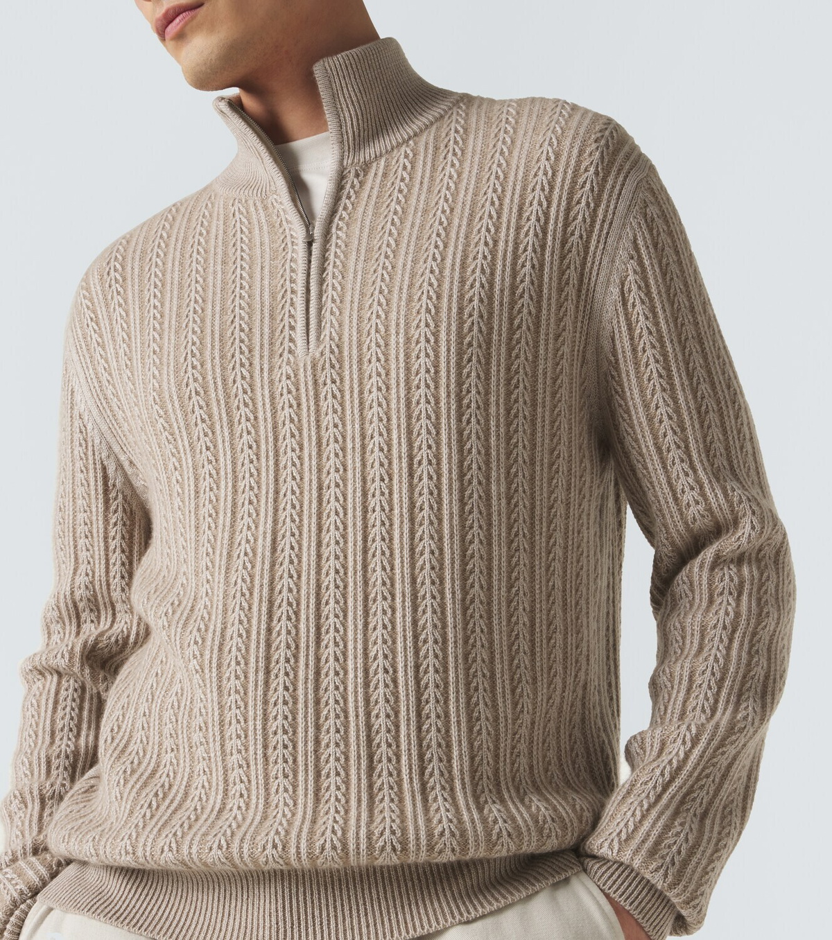 Agnona Cashmere, wool, and silk half-zip sweater