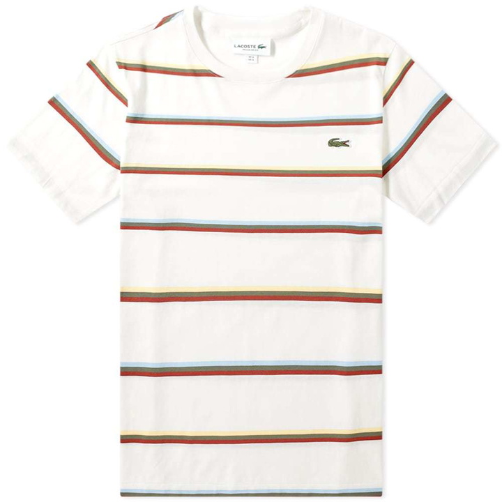 Photo: Lacoste Triple Stripe Tee White & Multi