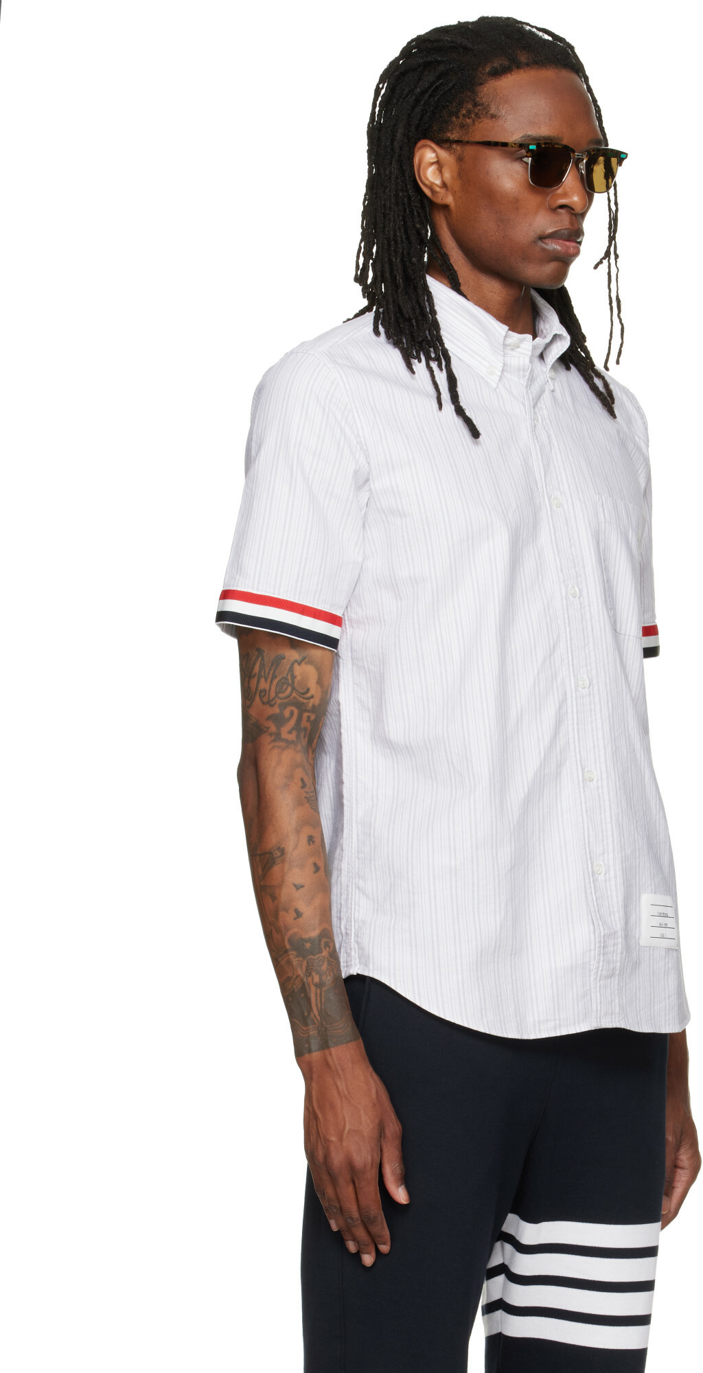Thom Browne Gray Straight Fit Button Down Short Sleeve Shirt