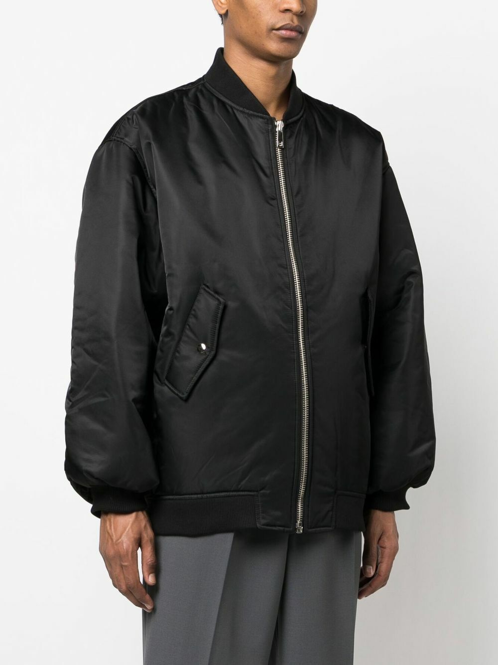 The Frankie Shop Black Astra Oversized Bomber Jacket