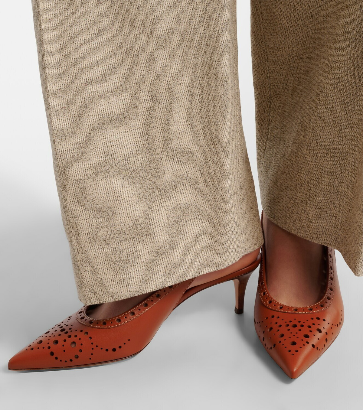 Gianvito Rossi Perforated leather slingback pumps