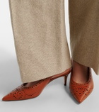 Gianvito Rossi Perforated leather slingback pumps
