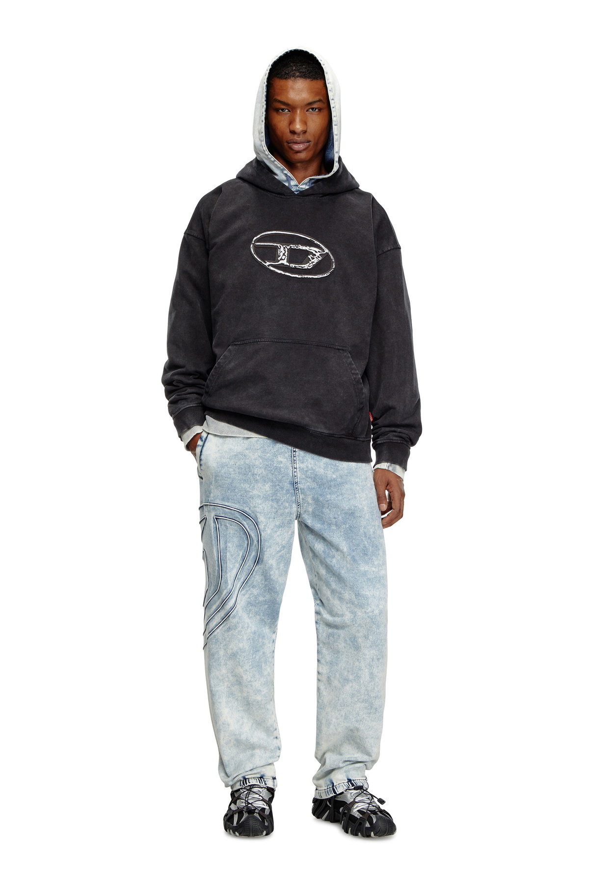 トップス DIESEL LAYERED OVERHOODIE sizeXS Diesel Hoodie with multi-layered logo print - Sweaters Mens in