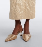Manolo Blahnik Embellished satin mules