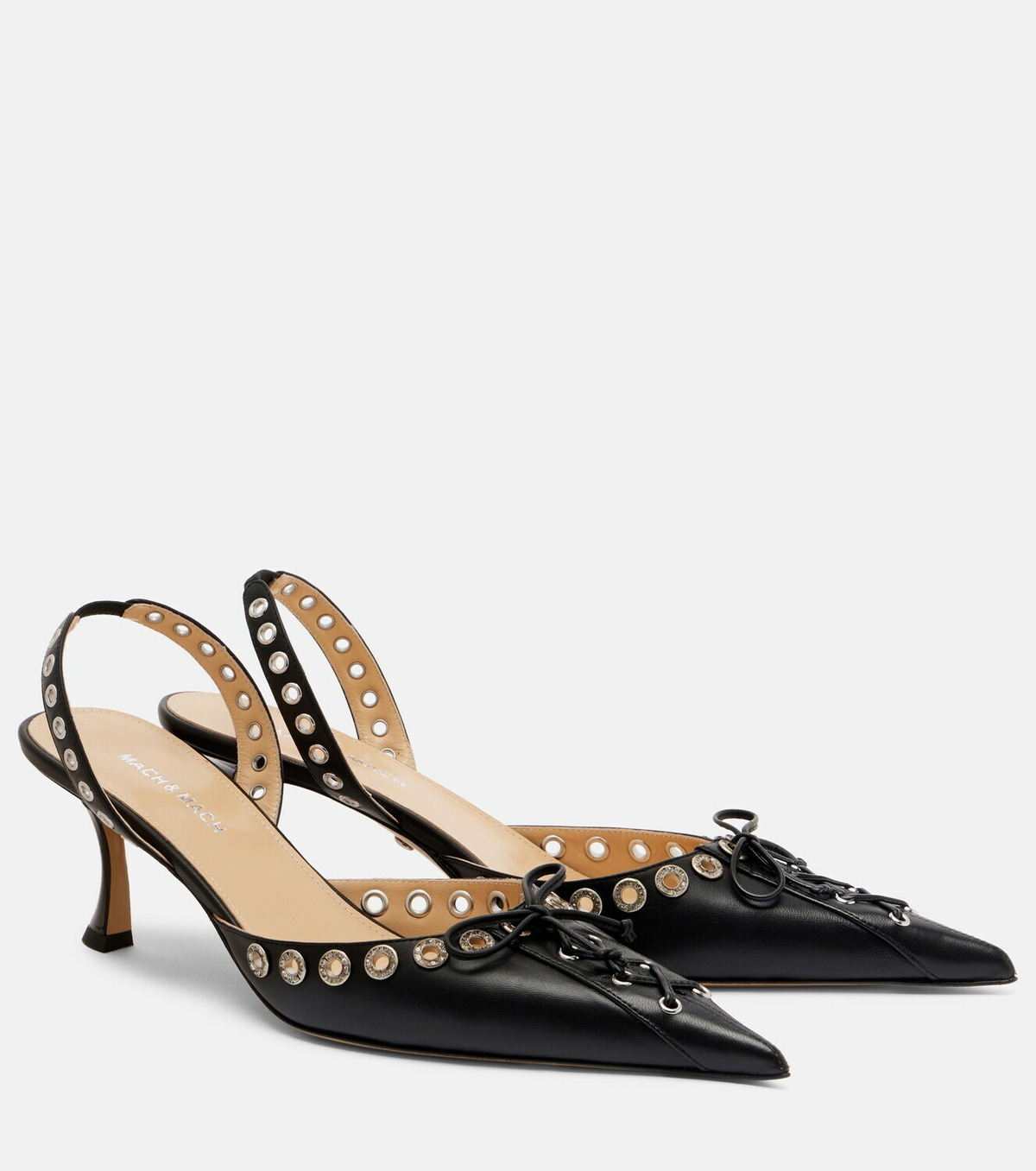 Mach & Mach Crystalized Corset 65 leather slingback pumps