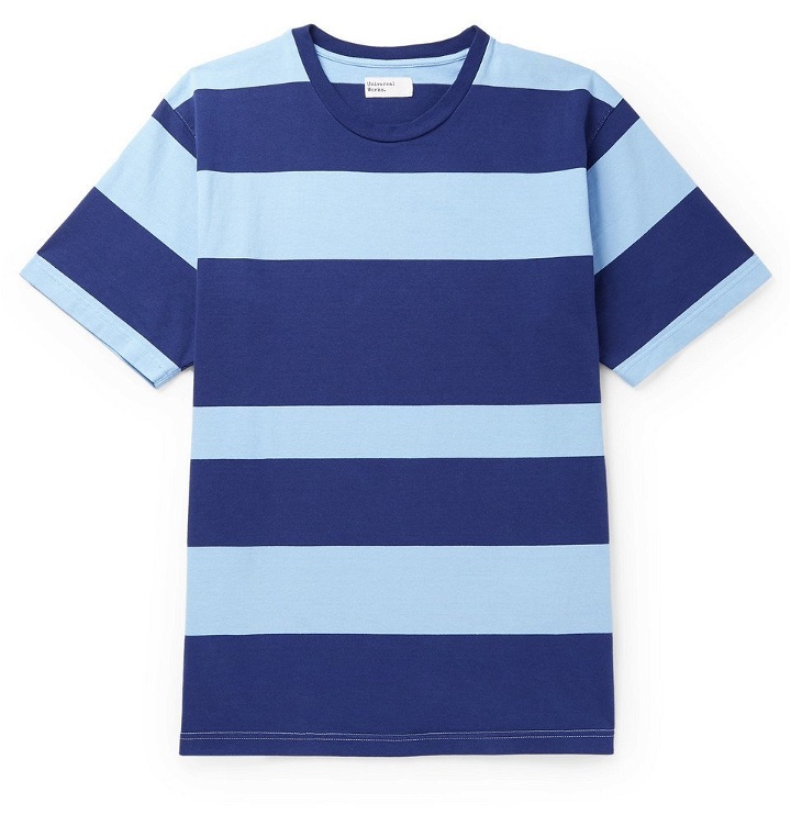Photo: Universal Works - Striped Cotton-Jersey T-Shirt - Blue