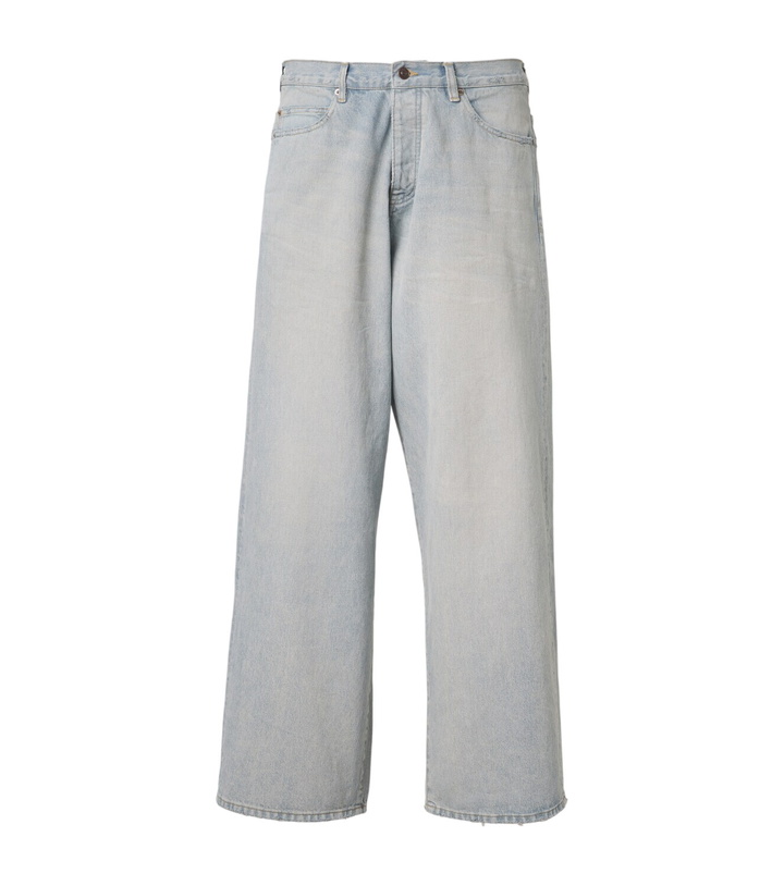 Photo: Balenciaga Leather-trimmed wide-leg jeans