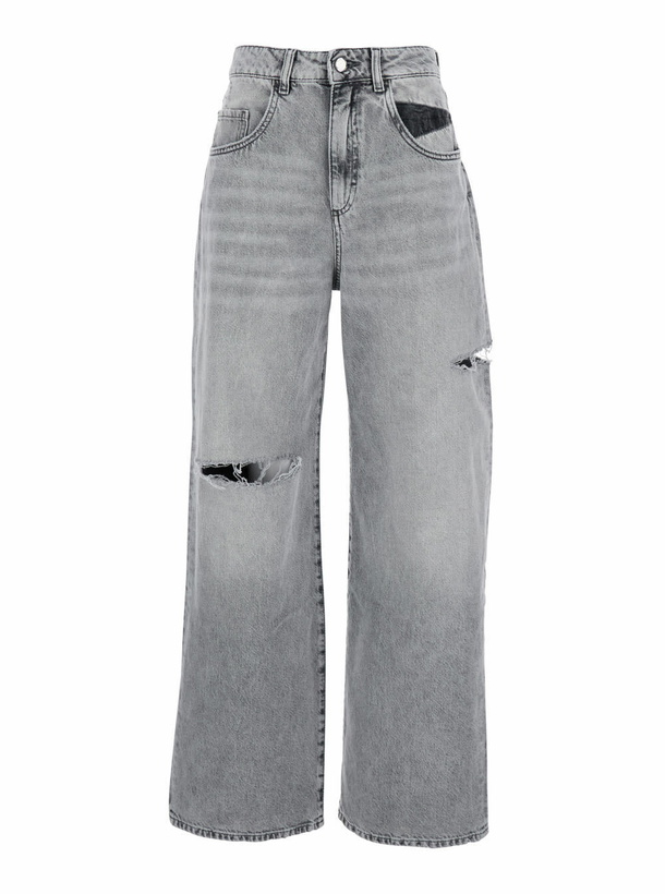Photo: Icon Denim Grey High Waisted Jeans With Ripped Details In Denim Woman