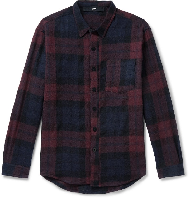 Photo: BILLY - Checked Wool-Flannel Shirt - Burgundy