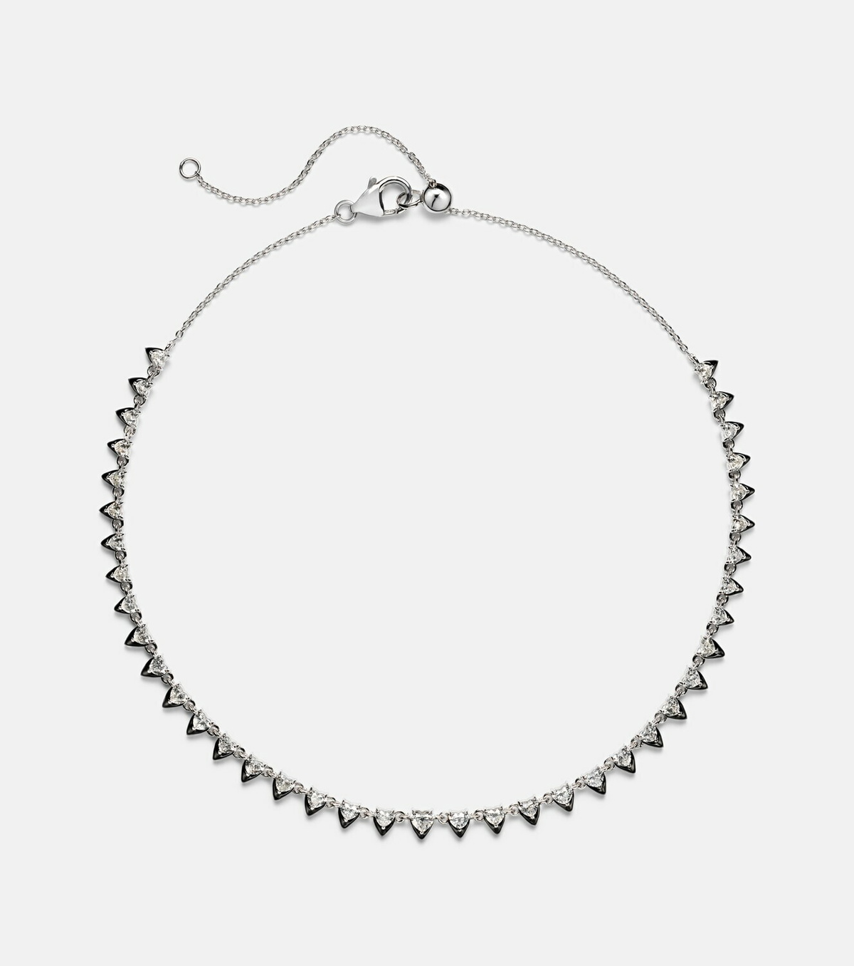 Kamyen Heart 18kt white gold and enamel choker with diamonds