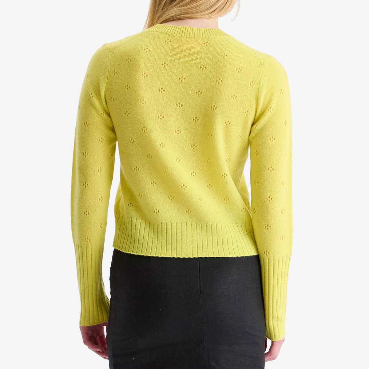 GUEST IN RESIDENCE Women's Shrunken Pointelle Crew Sweater in Lemon