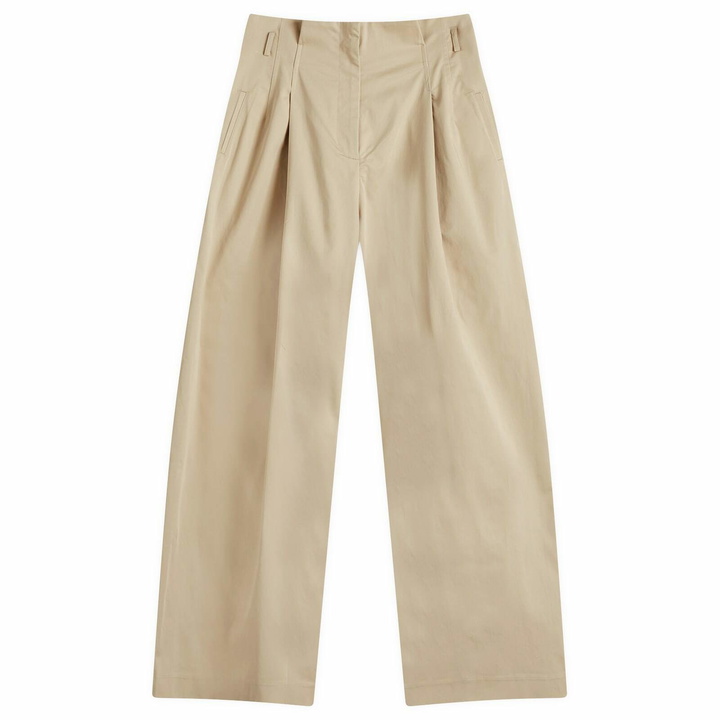 Photo: ST. Agni Women's Cotton Paperbag Waist Trousers in Champagne