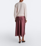 Vince Plaid satin midi skirt