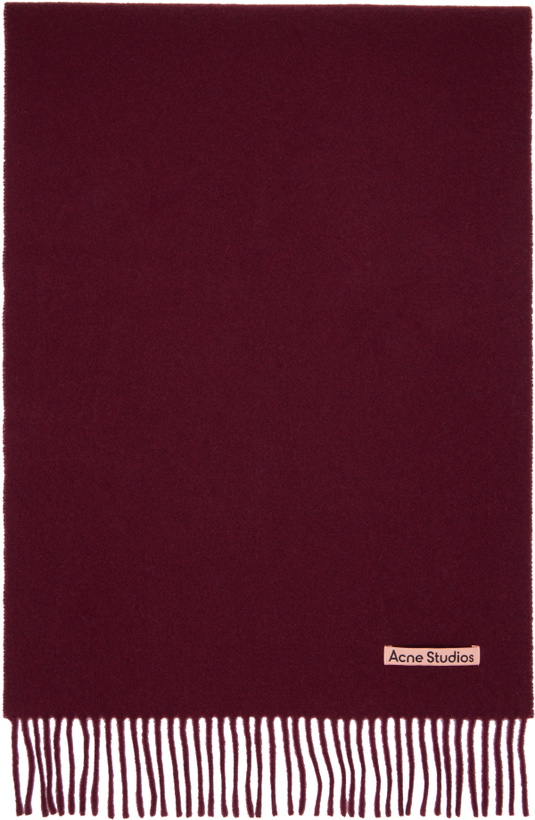 Photo: Acne Studios Burgundy Fringe Wool Narrow Scarf
