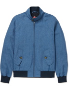 BARACUTA - G9 Linen Harrington Jacket - Blue