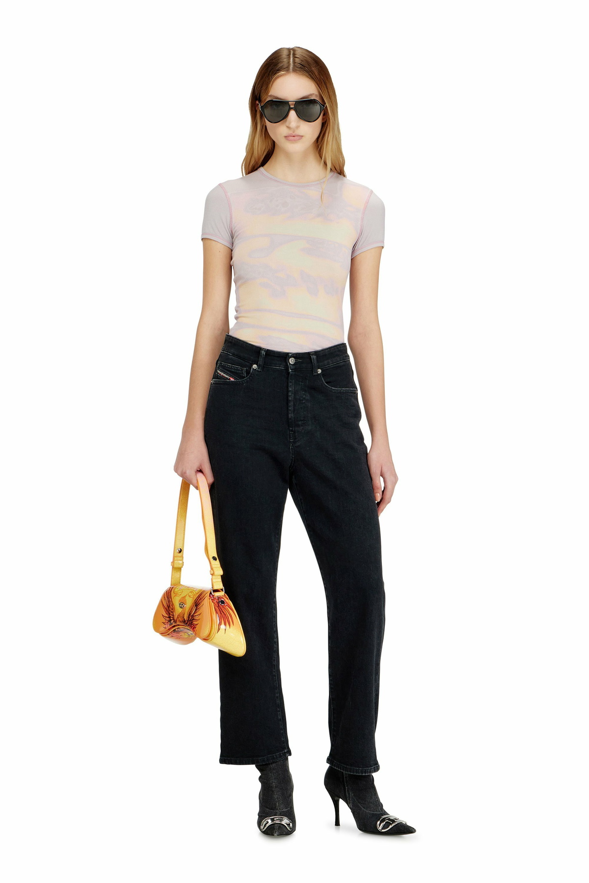Diesel Slim jersey top with graphic print - Tops - Woman -