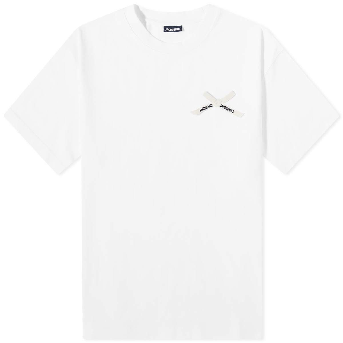 Jacquemus Men's Pavane Logo Long Sleeve T-Shirt in White Jelly
