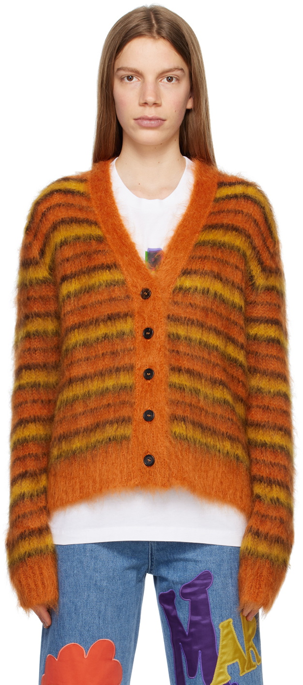 Marni Orange Striped Cardigan Marni