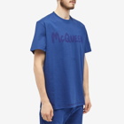 Alexander McQueen Men's Graffiti Logo T-Shirt in Midnight Blue