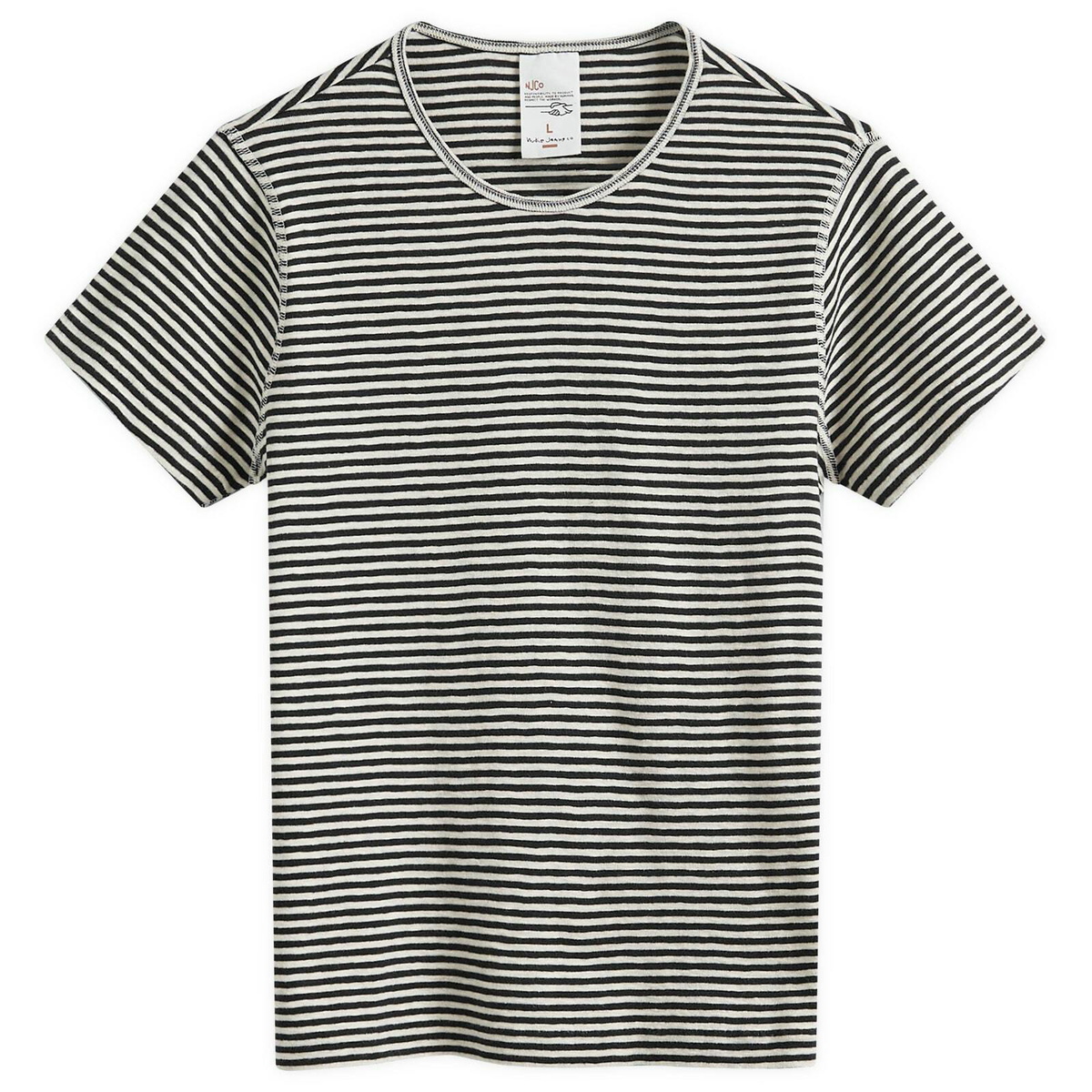 Nudie Jeans Co Women's Nudie Eve Stripe Slub T-Shirt in Ecru/Black