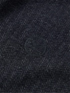Kingsman - Herringbone Wool and Cotton-Blend Jersey Bomber Jacket - Blue