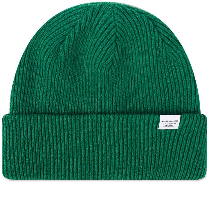 Photo: Norse Projects Men's Norse Beanie in Bottle Green