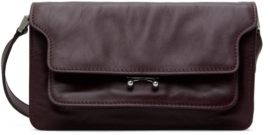 Burgundy and white smooth calfskin mini Trunk bag