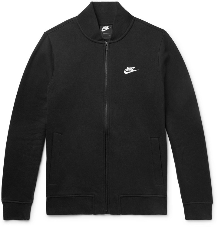 Photo: Nike - Slim-Fit Fleece-Back Cotton-Blend Jersey Zip-Up Sweatshirt - Men - Black