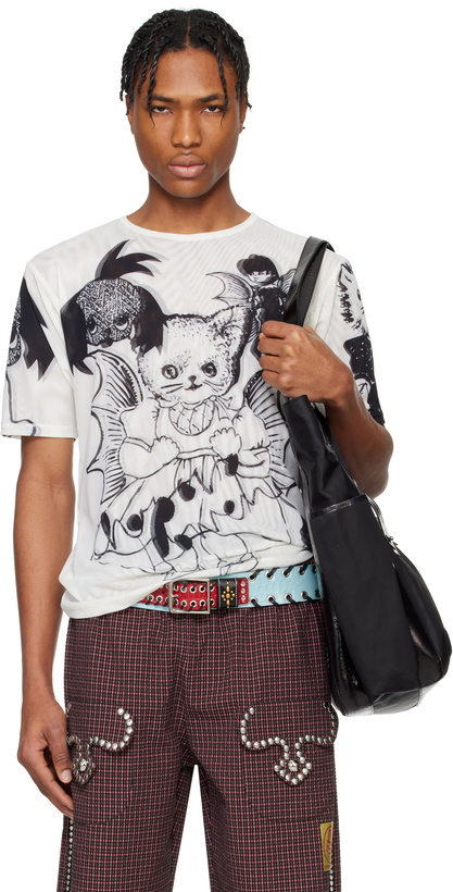 Chopova Lowena White & Black Duelling Cherries Long Sleeve T-Shirt 