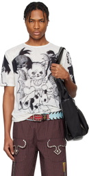 Chopova Lowena White & Black Cat Consort Short Sleeve Mesh T-shirt