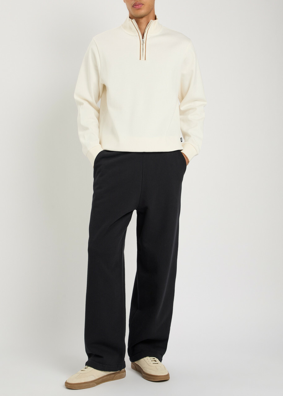 Boss Sidney Half-zip Cotton Jumper Ecru