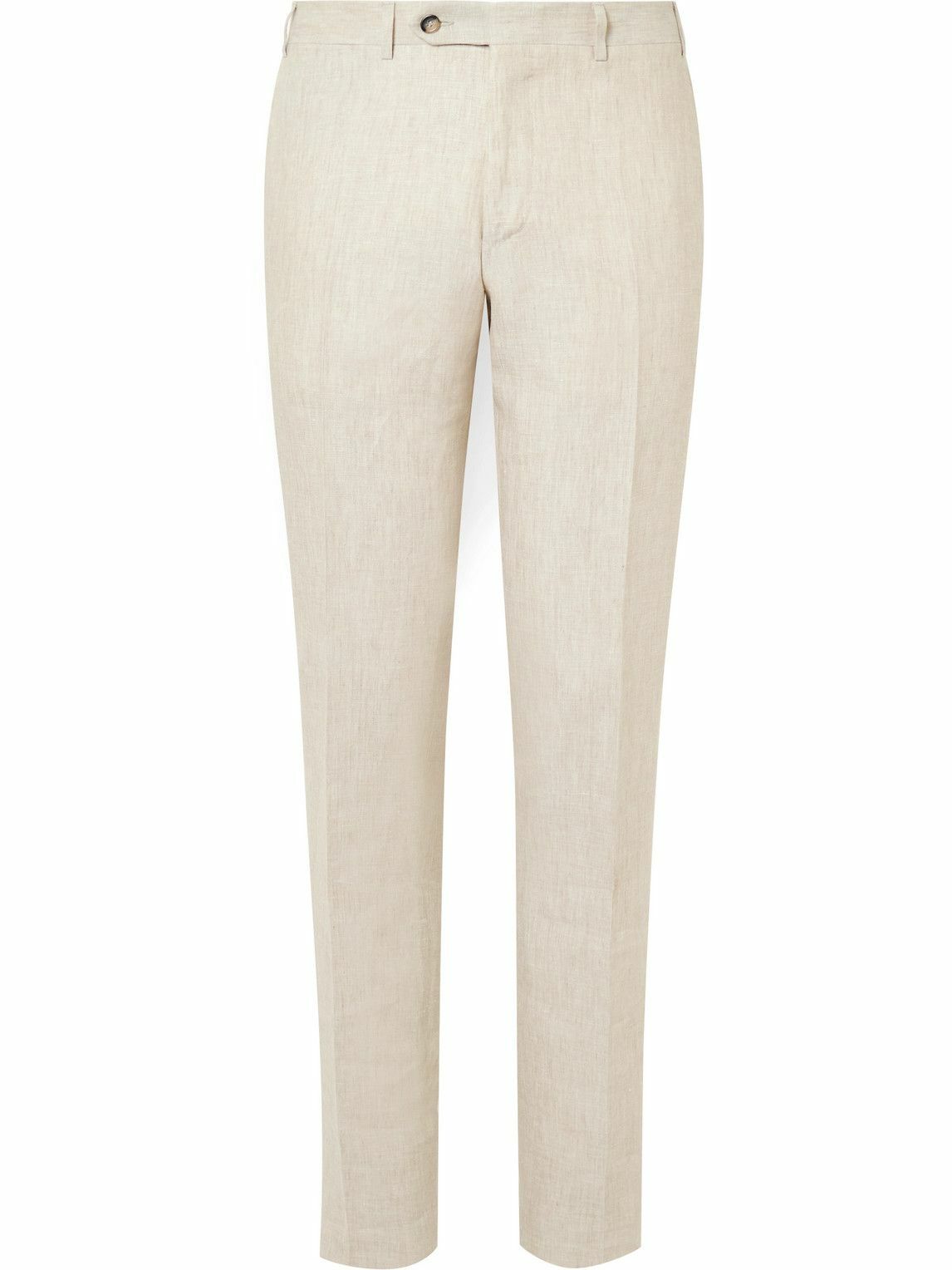 Canali - Slim-Fit Straight-Leg Linen Suit Trousers - Neutrals