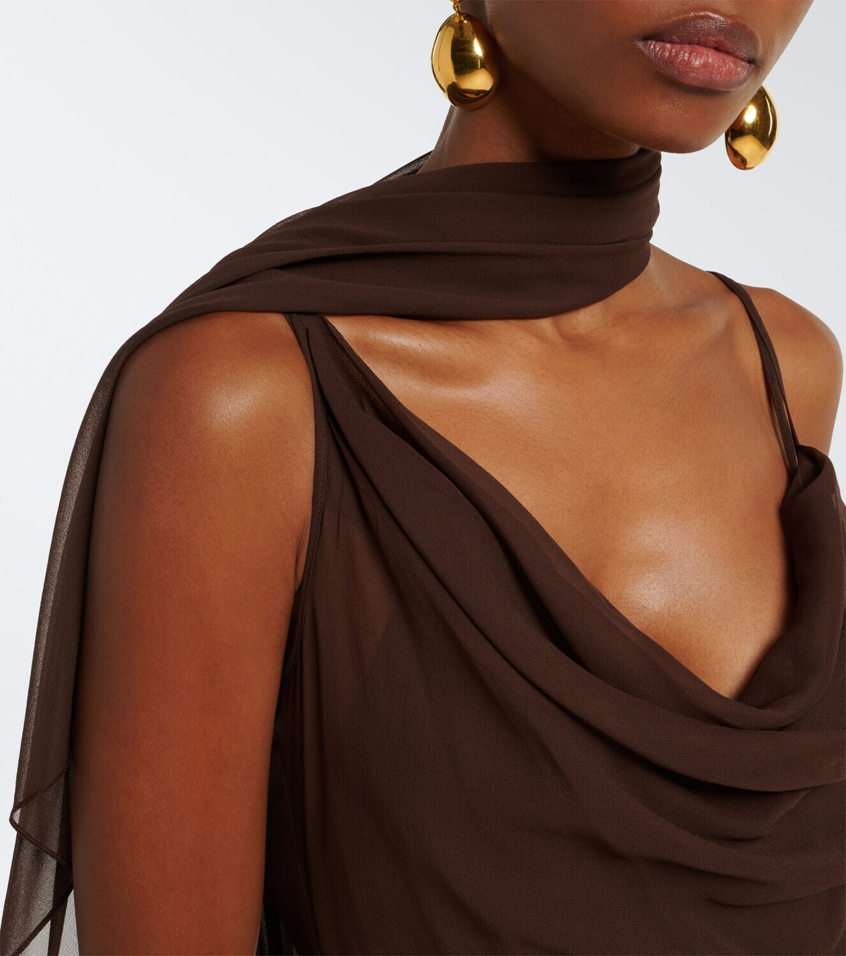 Blumarine Scarf-detail draped gown