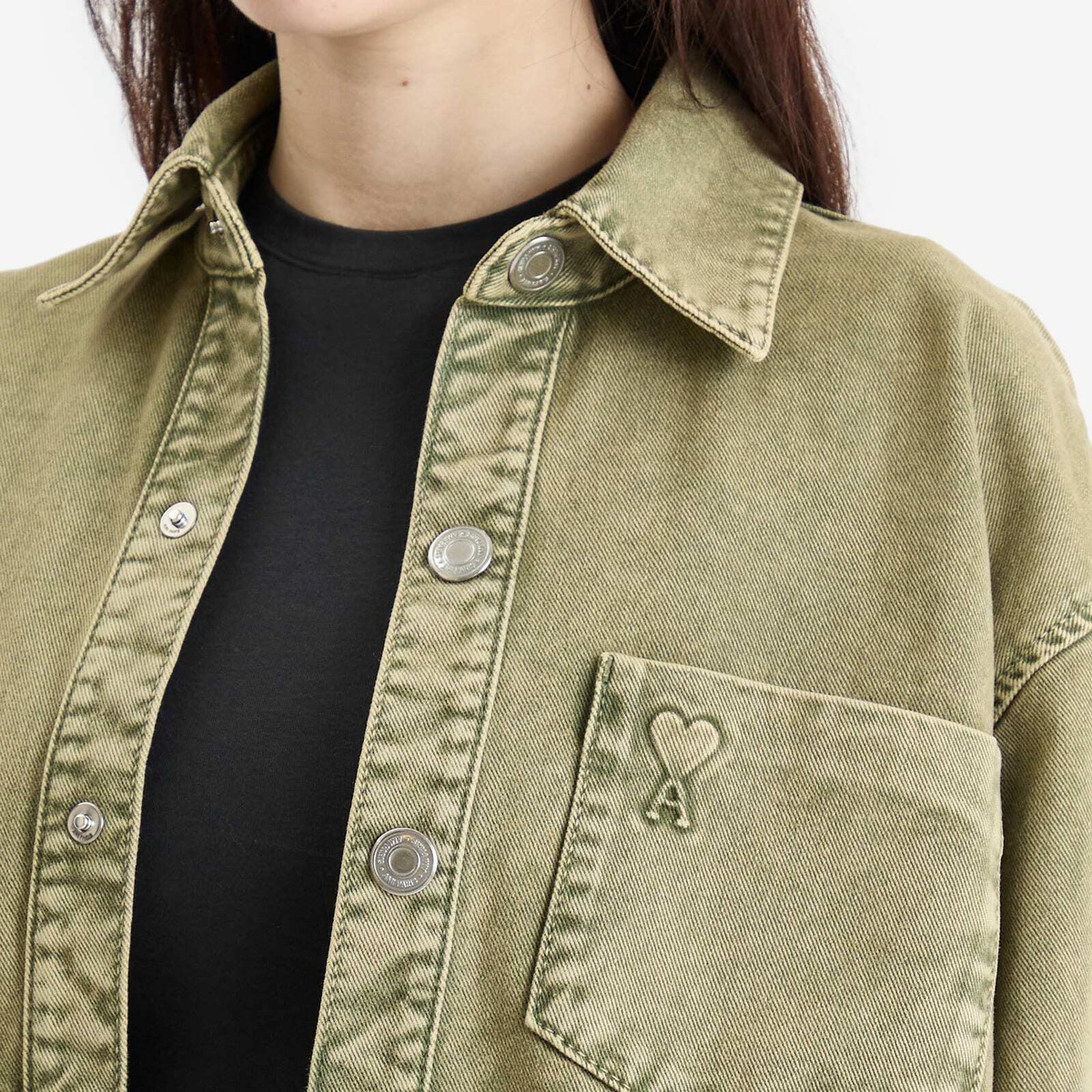 AMI Paris Women's ADC Denim Overshirt in Laurel
