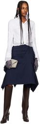 Dries Van Noten Navy Deconstructed Midi Skirt