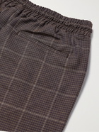 DE BONNE FACTURE - Checked Wool and Linen-Blend Drawstring Trousers - Brown