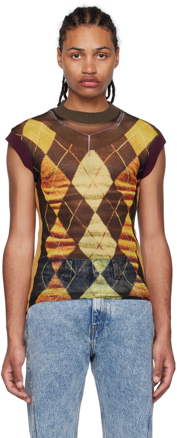 Y/PROJECT ワイプロジェクト ×JEAN-PAUL GAULTIER EDITION TROMPE L'OEIL ARGYLE TANK TOP×ジャンポールゴルチエ エディション トロンプ ロイユ アーガイル タンクトップ ワイプロジェクト ×JEAN-PAUL GAULTIER EDITION TROMPE L'OEIL ARGYLE