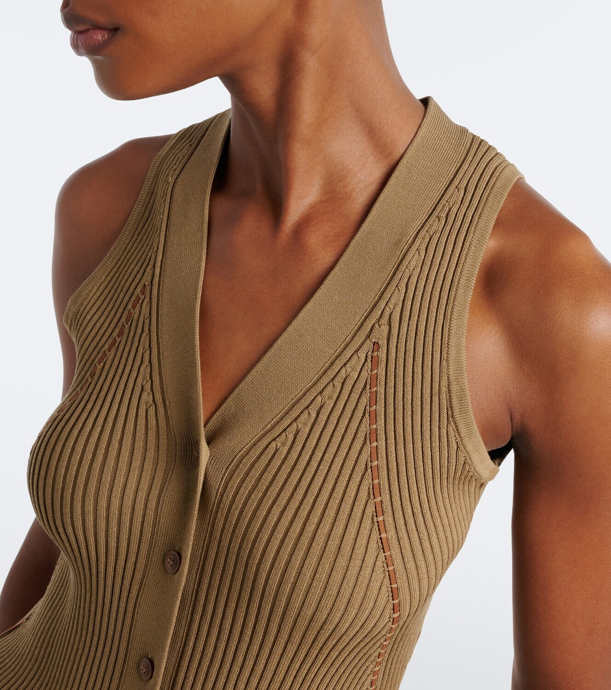 Max Mara Ribbed knit cotton-blend top