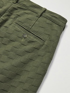 GENERAL ADMISSION - Straight-Leg Pleated Checked Cotton-Twill Jacquard Suit Trousers - Green