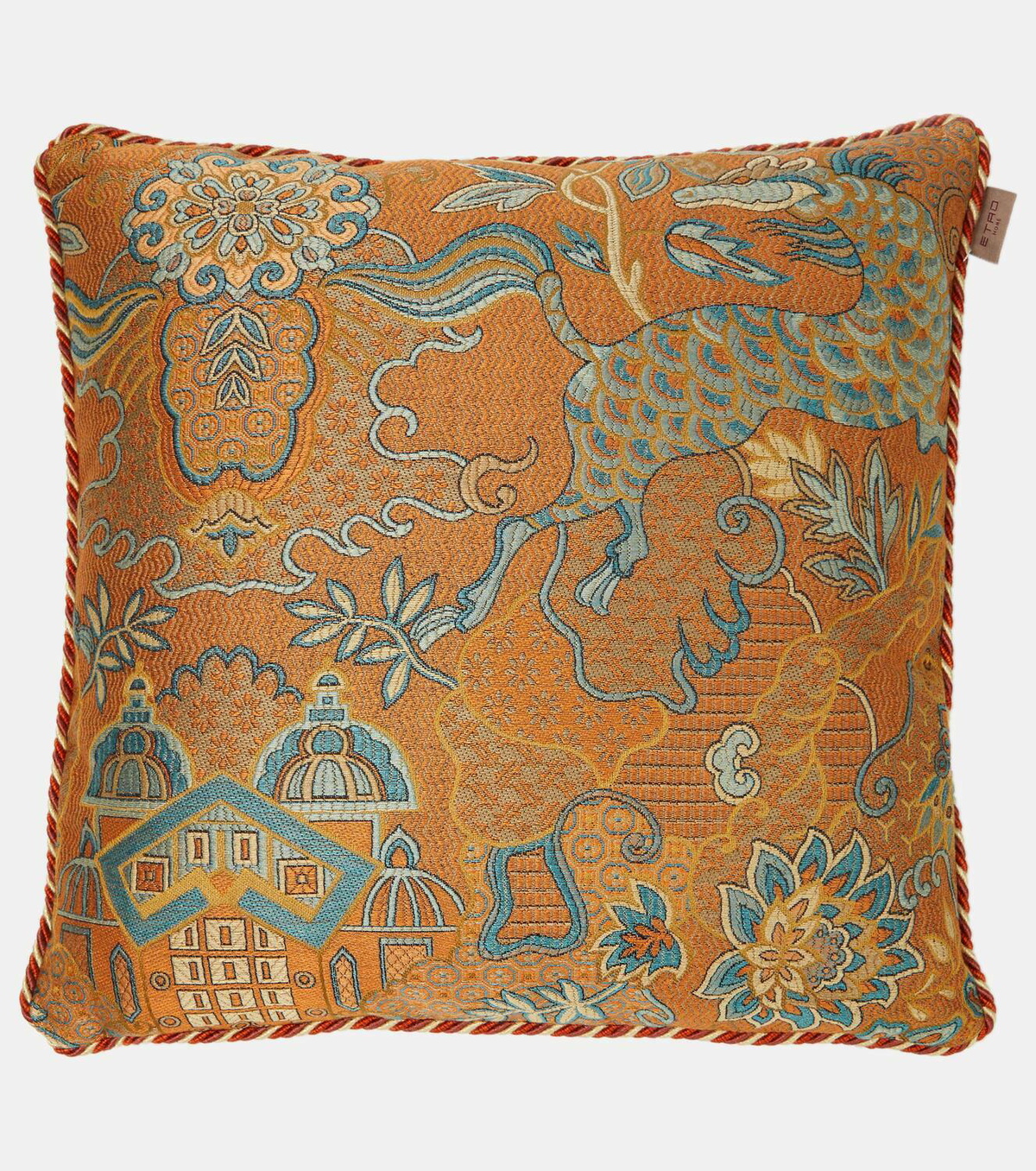 Etro Embroidered cotton and velvet cushion Etro