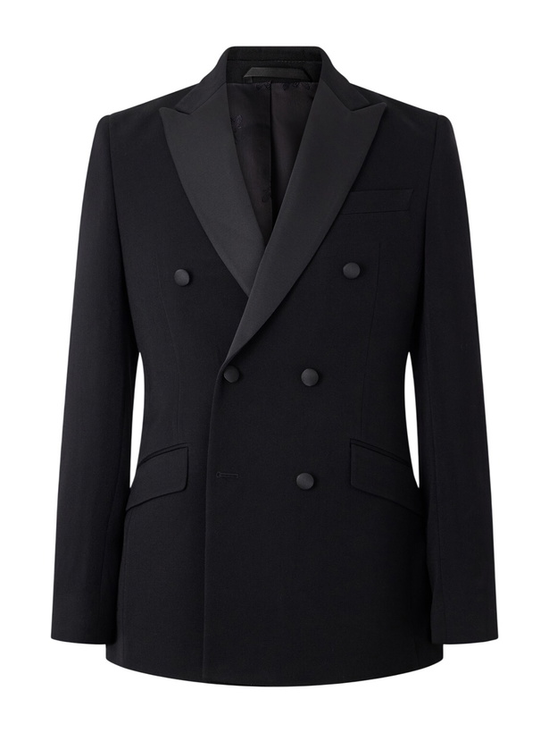 Photo: Favourbrook - Grosgrain-Trimmed Double-Breasted Wool Tuxedo Jacket - Black